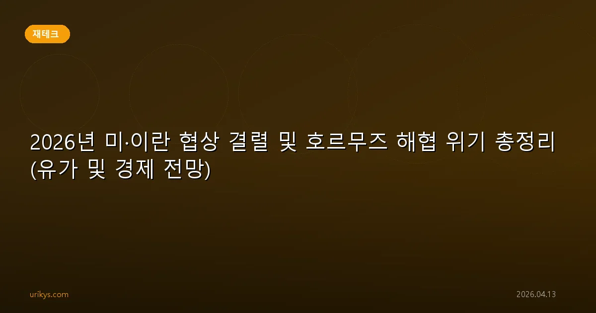 2026년 미·이란 협상 결렬 및 호르무즈 해협 위기 총정리 (유가 및 경제 전망)