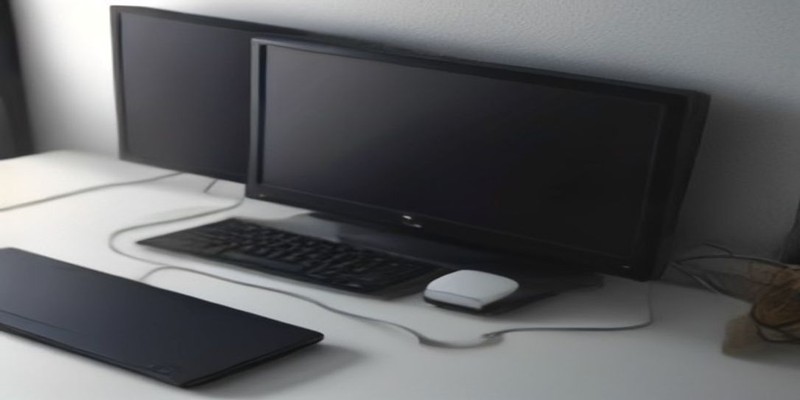 책상 위 노트북과 모니터, USB 허브