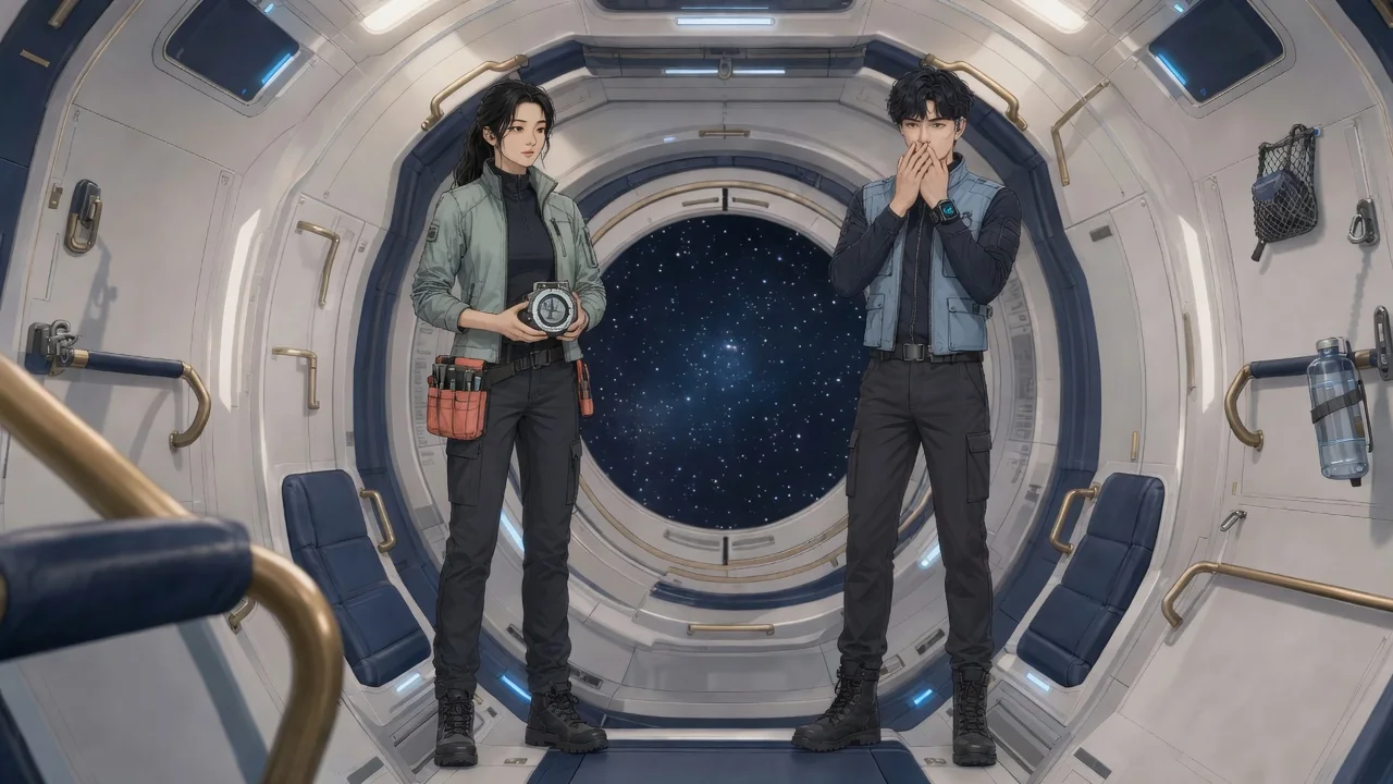 창가에서 입을 다물고 십일 초를 기다리는 강민제와 정하늘