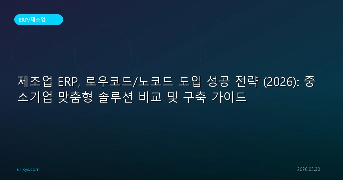 제조업 ERP, 로우코드/노코드 도입 성공 전략 (2026): 중소기업 맞춤형 솔루션 비교 및 구축 가이드