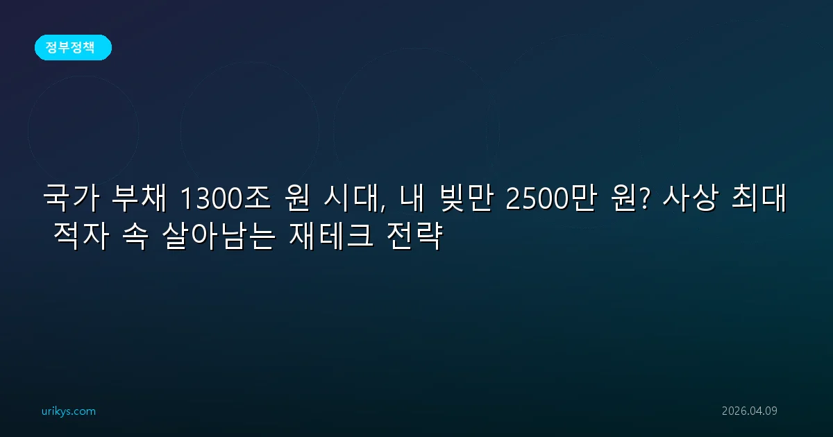 국가 부채 1300조 원 시대, 내 빚만 2500만 원? 사상 최대 적자 속 살아남는 재테크 전략